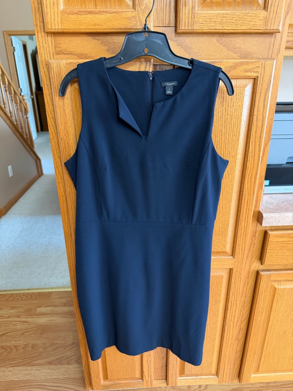 Ann Taylor Navy Sleeveless Notch-Neck Sheath Dress